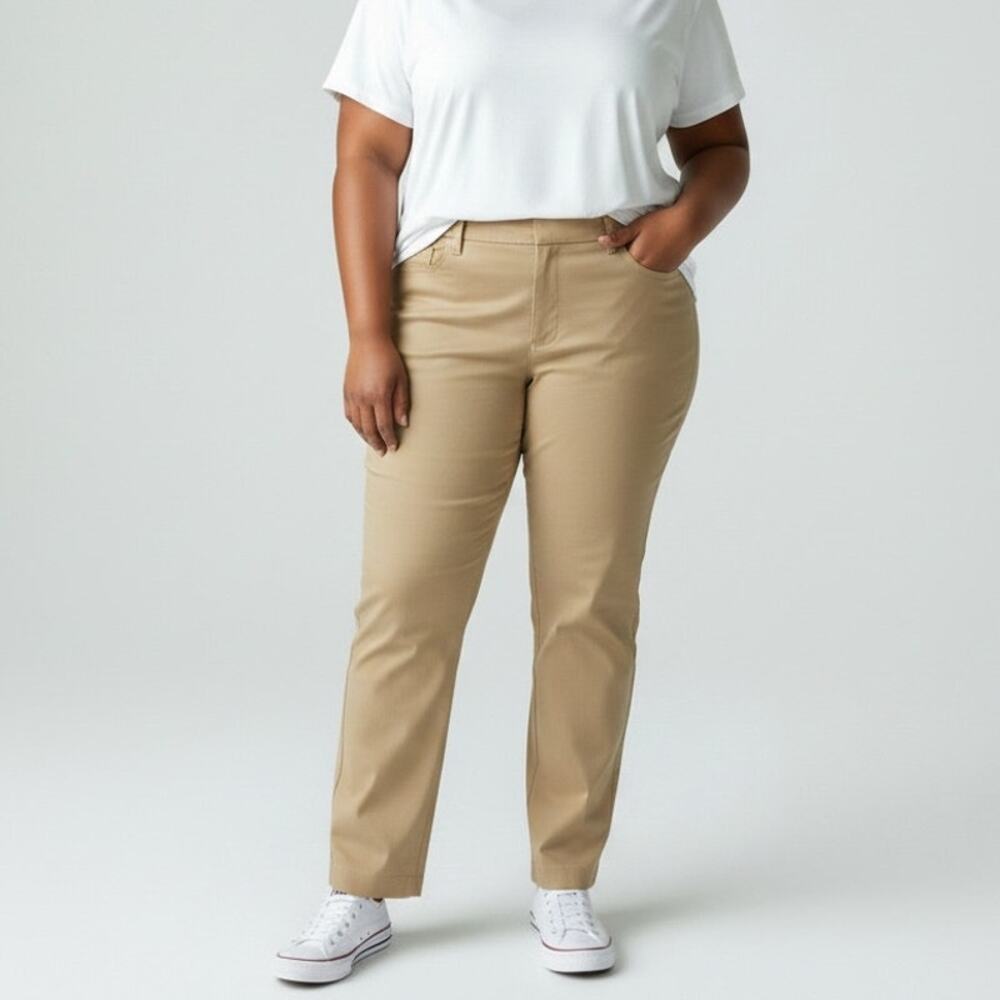 Talbots Hampshire Ankle Pants NWT Women's Sz 20W Tan Straight Leg Minimalist